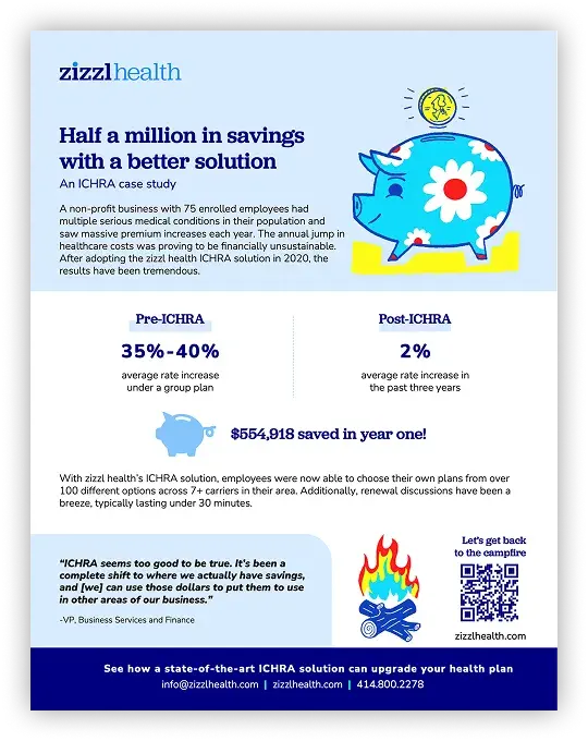 zizzl health ICHRA case study: Half a million in savings with a better solution