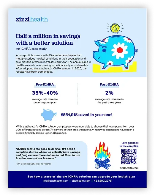 zizzl health ICHRA case study: half a million in savings with a better solution